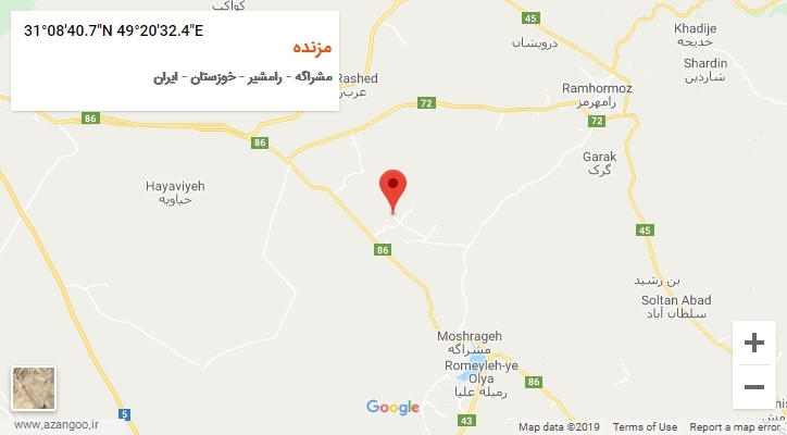 روستای مزنده بر روی نقشه
