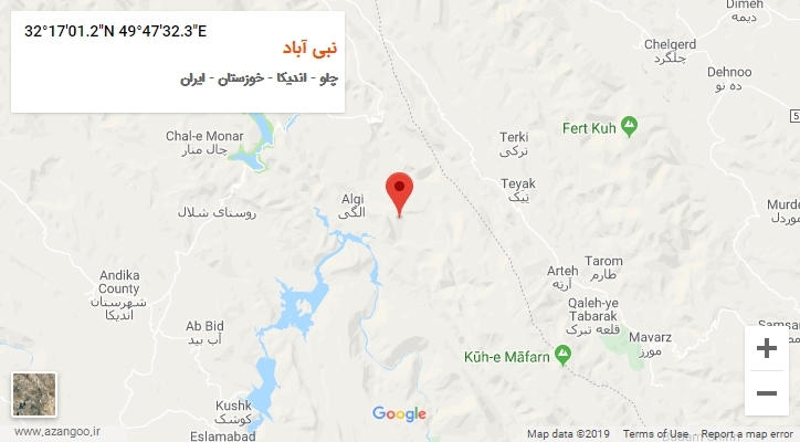 روستای نبی آباد بر روی نقشه