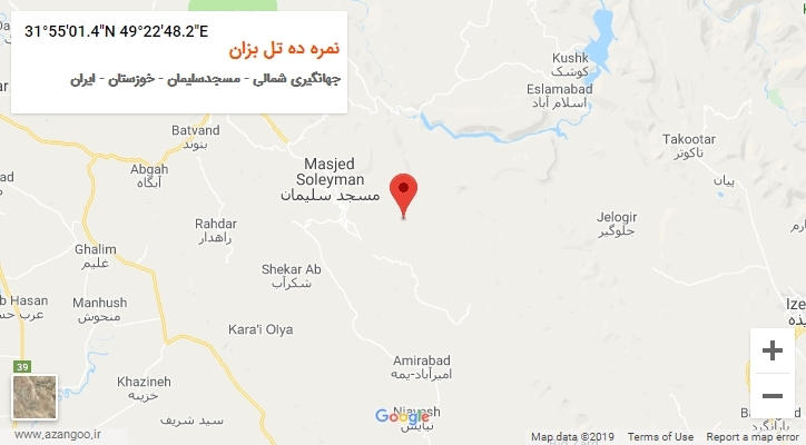روستای نمره ده تل بزان بر روی نقشه