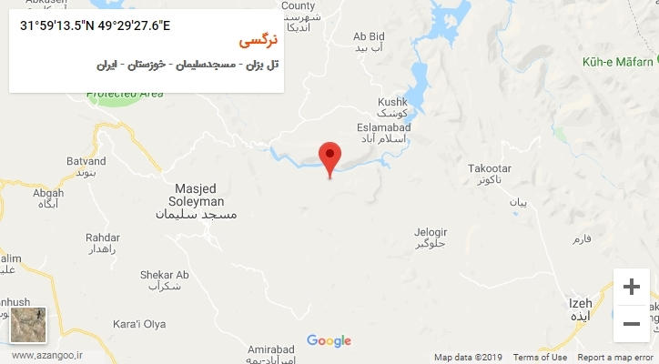روستای نرگسی بر روی نقشه