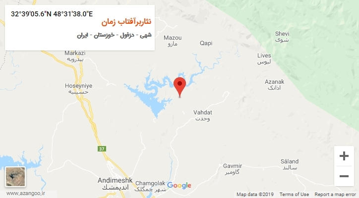 روستای نثاربرآفتاب زمان بر روی نقشه