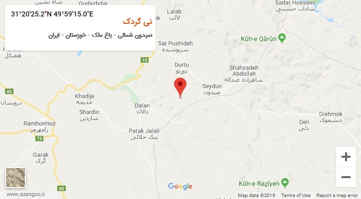 روستای نی گردک بر روی نقشه