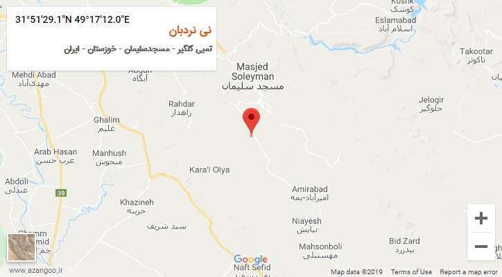 روستای نی نردبان بر روی نقشه