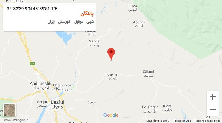 روستای پالنگان بر روی نقشه