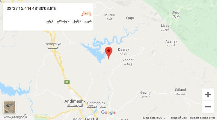 روستای پامنار بر روی نقشه