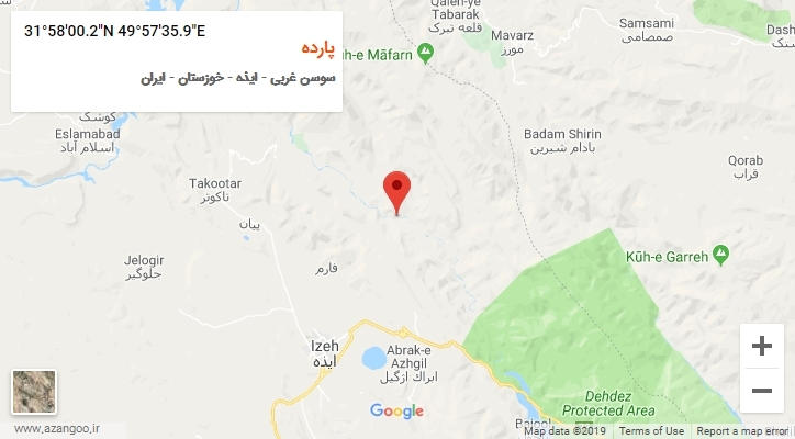 روستای پارده بر روی نقشه