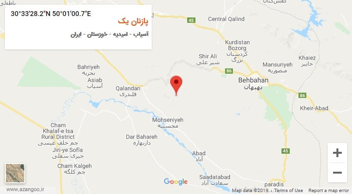 روستای پازنان یک بر روی نقشه