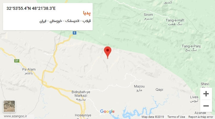 روستای پدیا بر روی نقشه