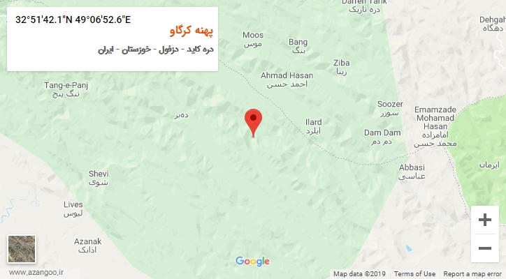 روستای پهنه کرگاو بر روی نقشه