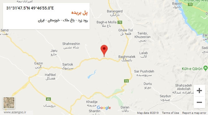 روستای پل بریده بر روی نقشه