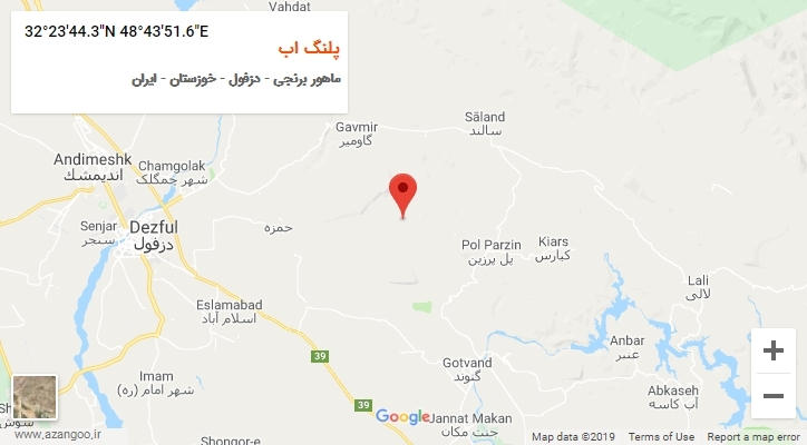 روستای پلنگ اب بر روی نقشه