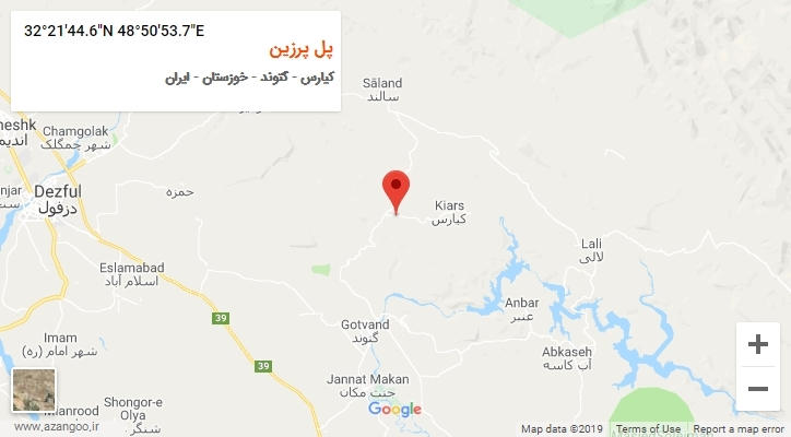 روستای پل پرزین بر روی نقشه