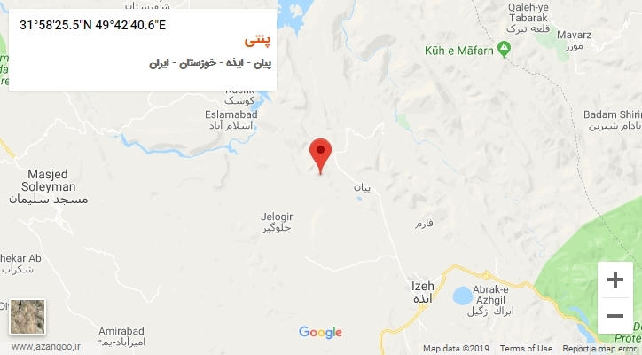 روستای پنتی بر روی نقشه