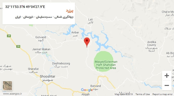 روستای پرزرد بر روی نقشه