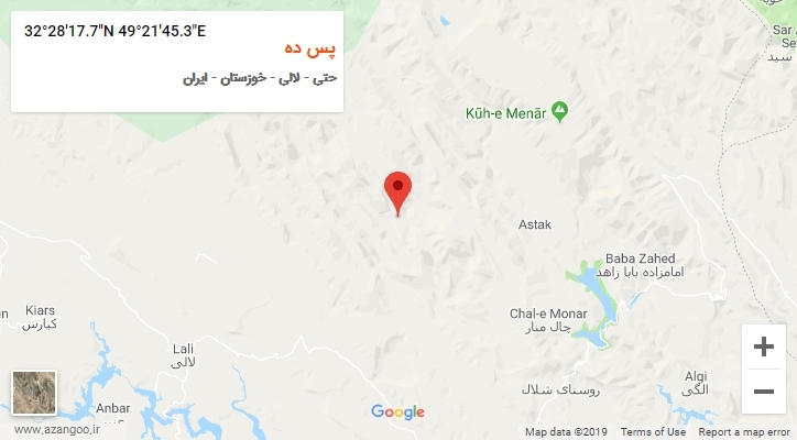 روستای پس ده بر روی نقشه