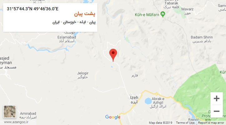 روستای پشت پیان بر روی نقشه