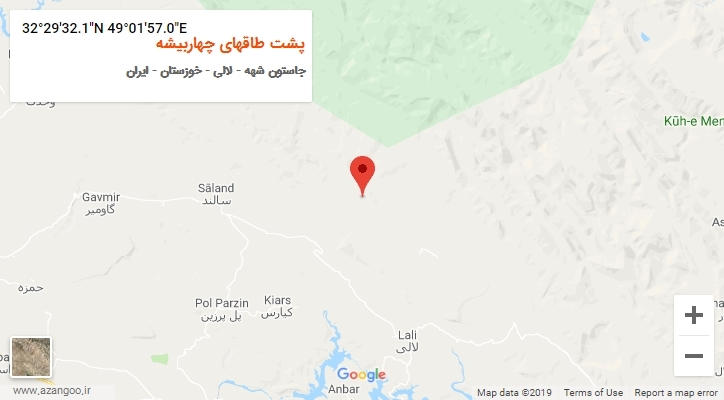 روستای پشت طاقهای چهاربیشه بر روی نقشه