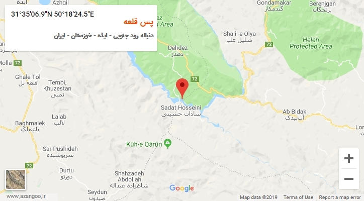 روستای پس قلعه بر روی نقشه
