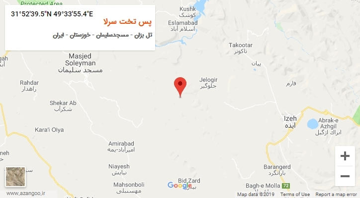 روستای پس تخت سرلا بر روی نقشه