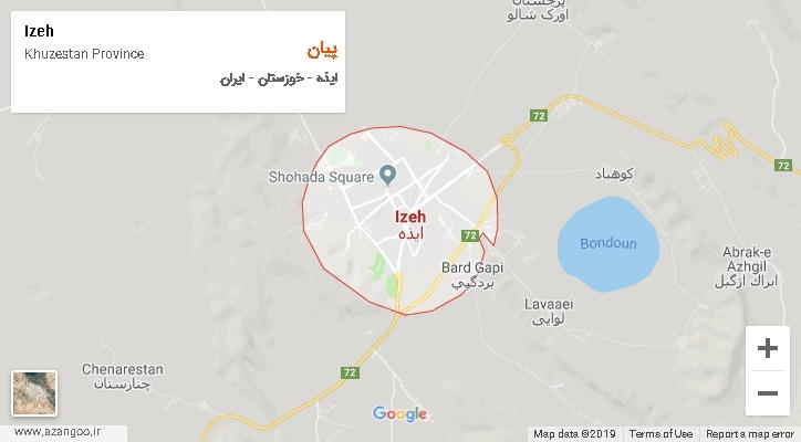 دهستان پیان بر روی نقشه