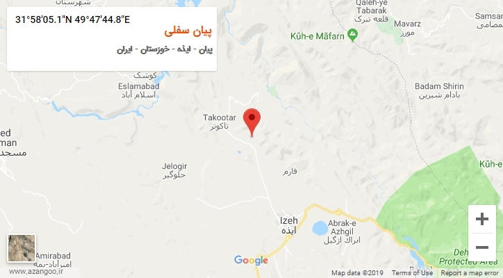 روستای پیان سفلی بر روی نقشه