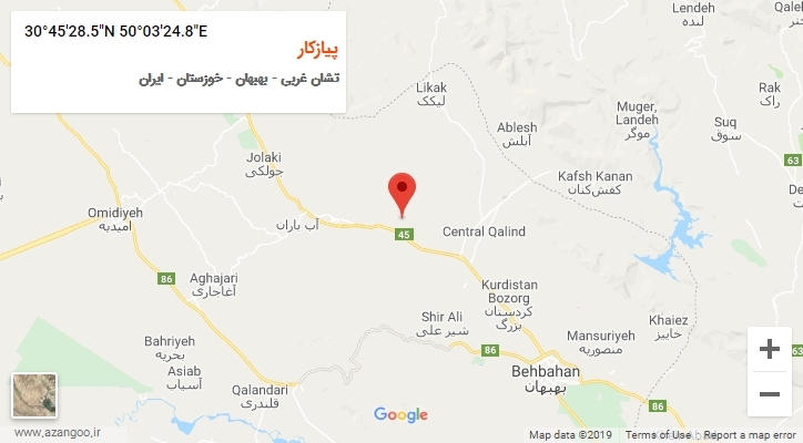 روستای پیازکار بر روی نقشه