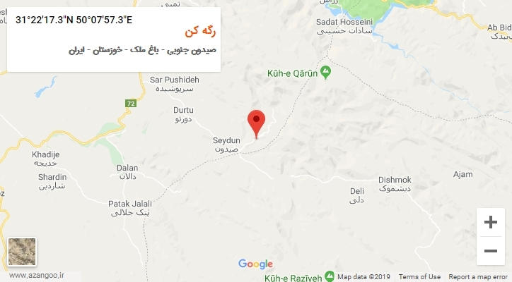 روستای رگه کن بر روی نقشه