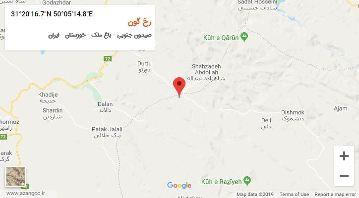 روستای رخ گون بر روی نقشه