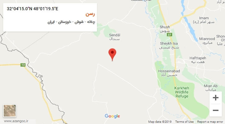 روستای رسن بر روی نقشه