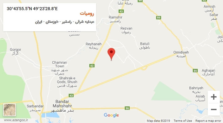 روستای رومیات بر روی نقشه