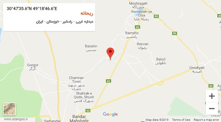 روستای ریحانه بر روی نقشه