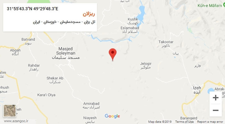 روستای ریزلان بر روی نقشه