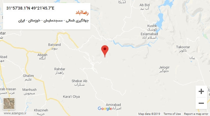 روستای رضاآباد بر روی نقشه
