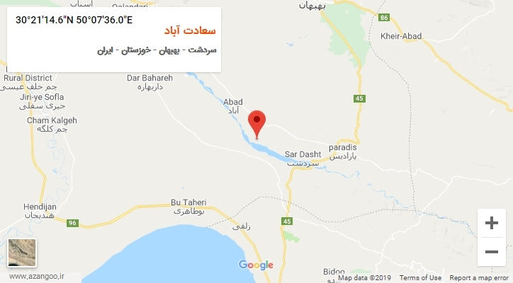 روستای سعادت آباد بر روی نقشه