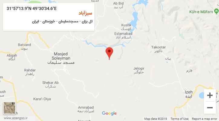 روستای سبزآباد بر روی نقشه