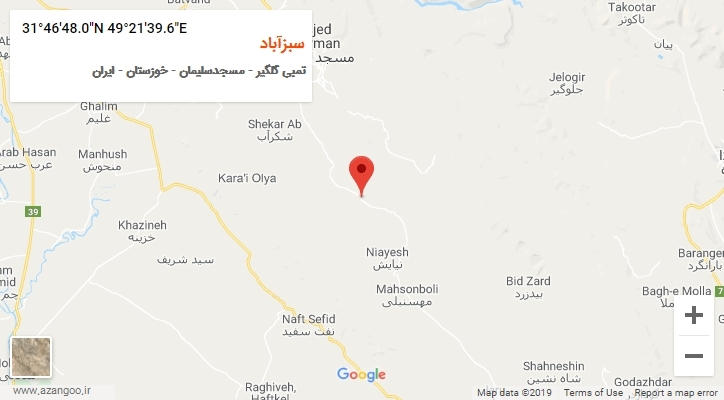 روستای سبزآباد بر روی نقشه
