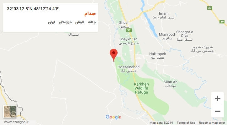 روستای صدام بر روی نقشه