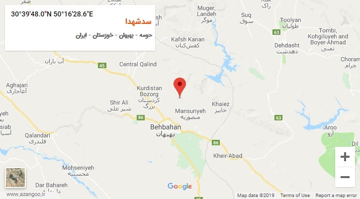 روستای سدشهدا بر روی نقشه