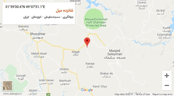 روستای شانزده میل بر روی نقشه