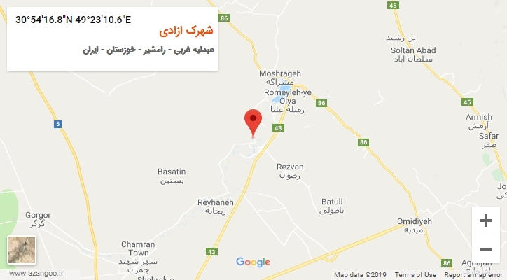 روستای شهرک ازادی بر روی نقشه
