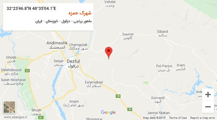 روستای شهرک حمزه بر روی نقشه