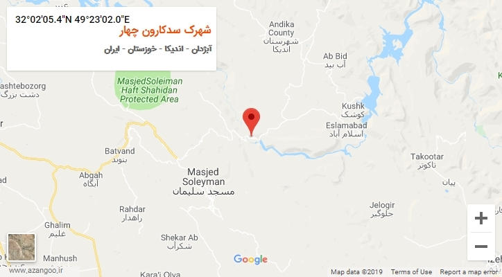 روستای شهرک سدکارون چهار بر روی نقشه