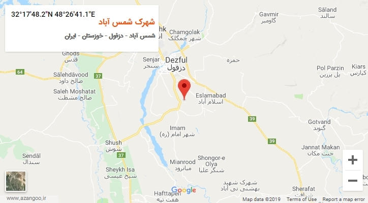 روستای شهرک شمس آباد بر روی نقشه