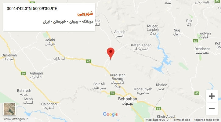 روستای شهرویی بر روی نقشه