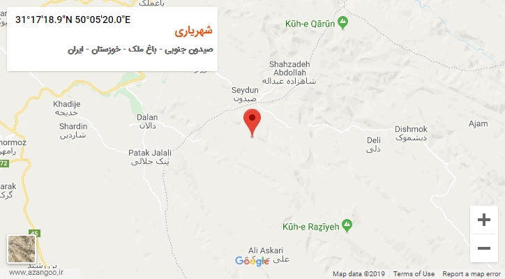 روستای شهریاری بر روی نقشه
