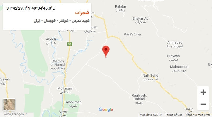 روستای شجرات بر روی نقشه