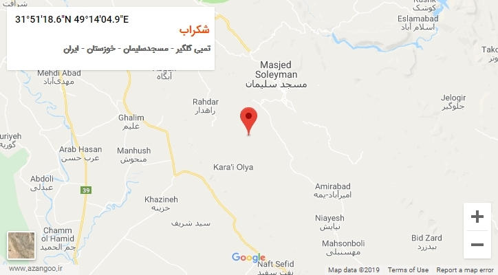 روستای شکراب بر روی نقشه