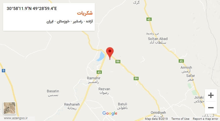 روستای شکریات بر روی نقشه