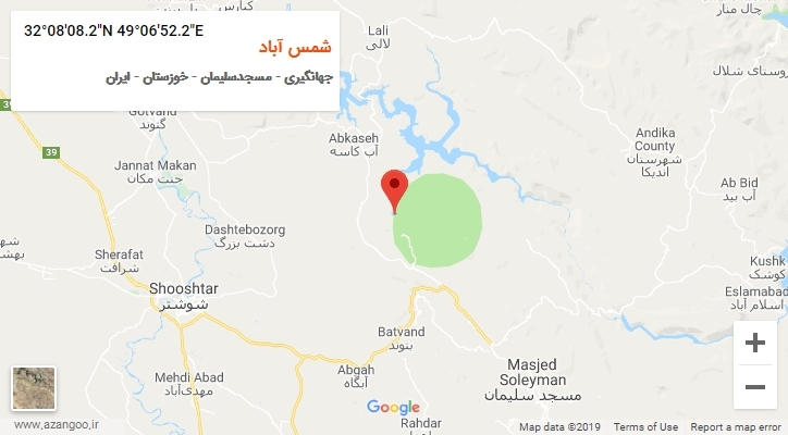 روستای شمس آباد بر روی نقشه