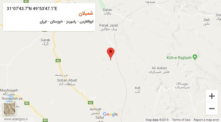 روستای شمیلان بر روی نقشه